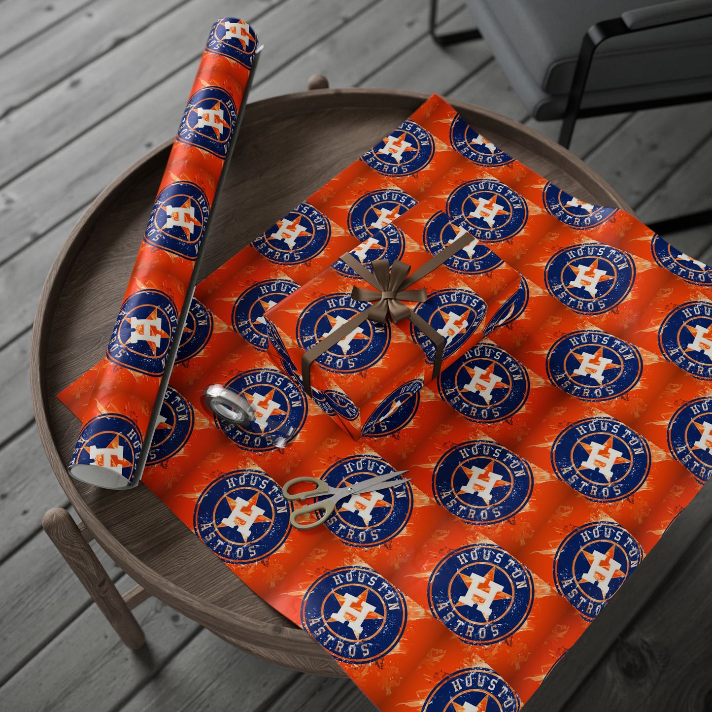 Houston Astros Baseball MLB Birthday Graduation Holiday Gift Wrapping Paper
