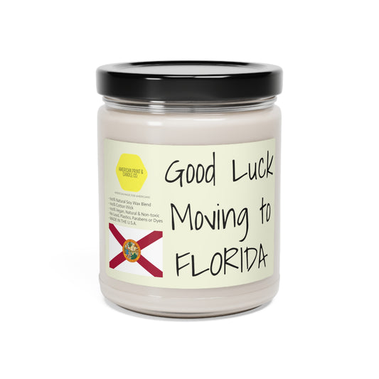 Duftende Sojakerze „Viel Glück beim Umzug nach Florida“, 9 Unzen
