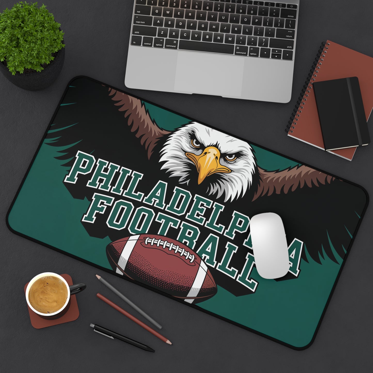 Philadelphia Football High Definition Print Non Slip Desk Mat Office Home Mouse Pad Sports Fan Gift Ultra Smooth Surface Rubber Backing