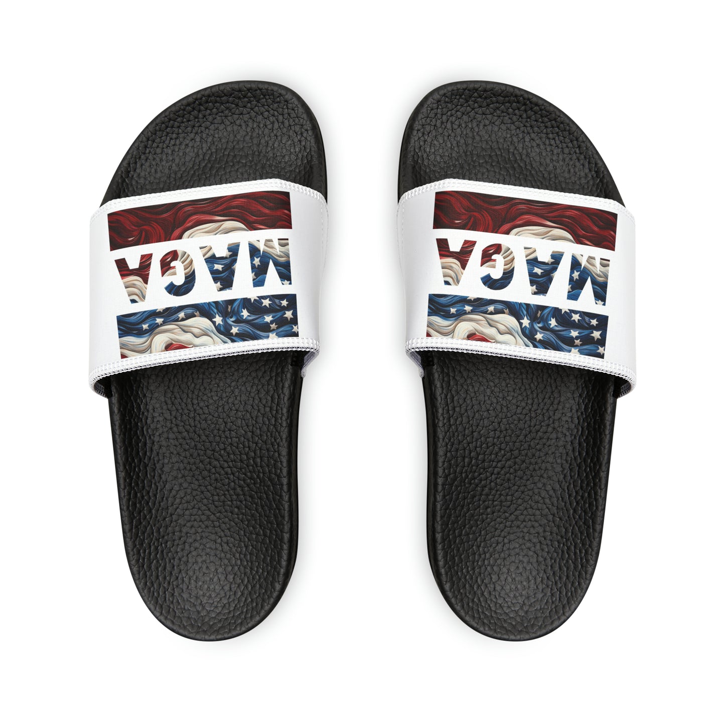 Women's Trump MAGA Red white and blue Comfy PU Slide Sandals