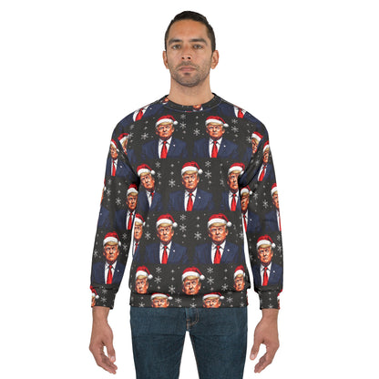 Trump Santa Pixel NOT ugly sweater party Made in U.S.A. Unisex Sweatshirt (AOP)