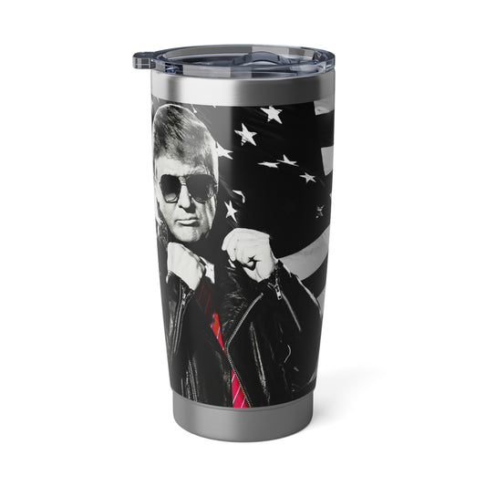 Cool Trump in Leather Jacket Black and white Stainless Steel Vagabond 20oz Tumbler