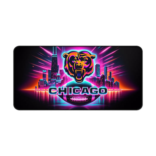 Chicago Bears Retro Neon Cityscape NFL Football High Definition PC Desk Mat Mousepad