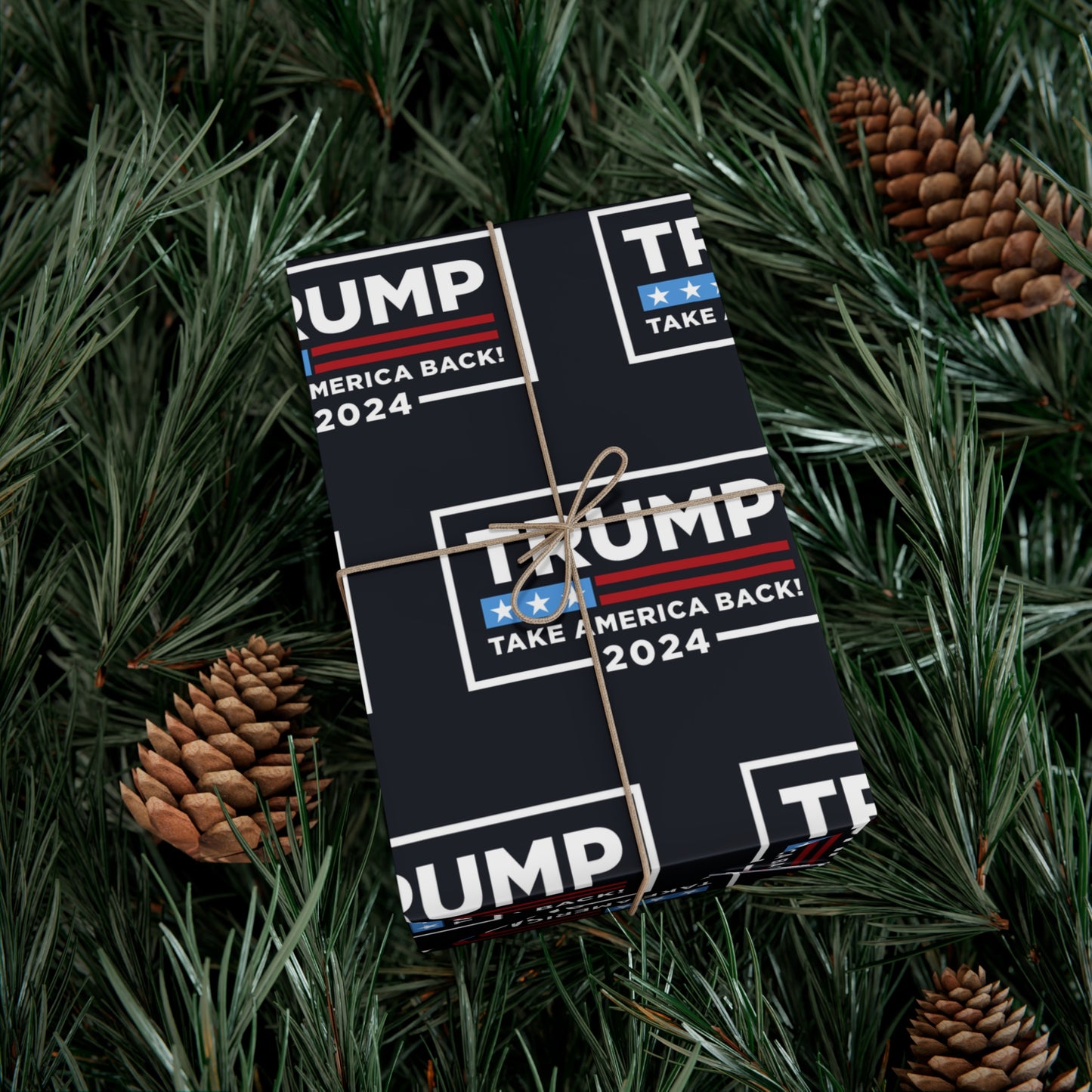 HD-Print Take America Back Trump Black Logo MAGA Holiday 2024 Gift Present Wrapping Papers