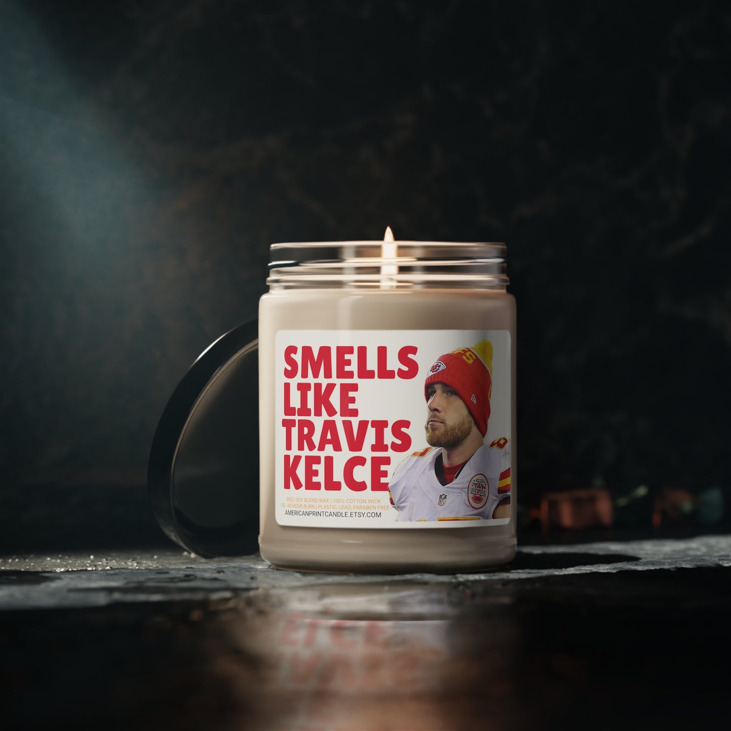 Riecht nach Travis Kelce Scented Soy Blend Jar Wax Candle, 9oz Kansas City Chiefs