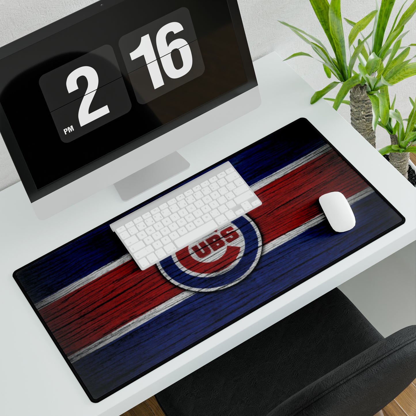 Chicago Cubs Woodgrain look MLB Baseball High Definition Print Desk Mat Mousepad