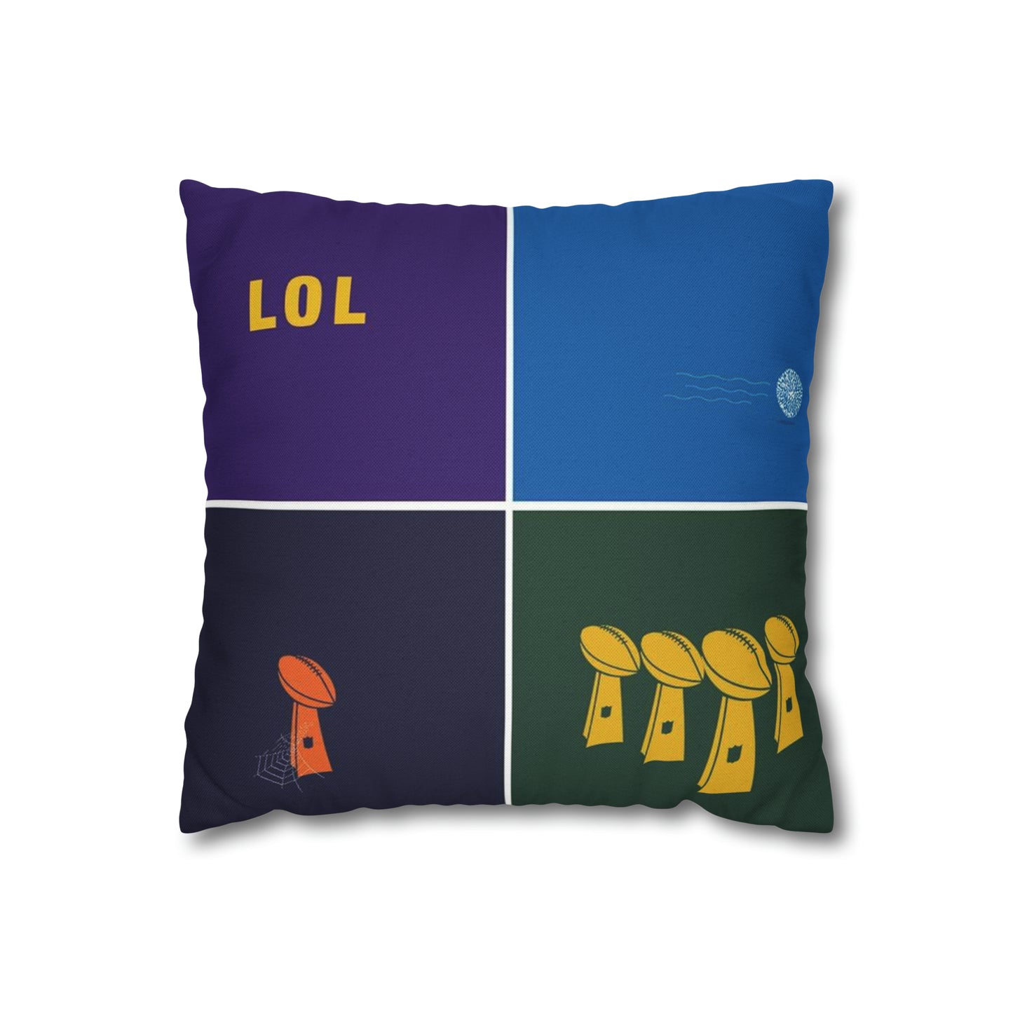 Packers Vikings Bears Lions Trophy Spun Polyester Square Pillow Case