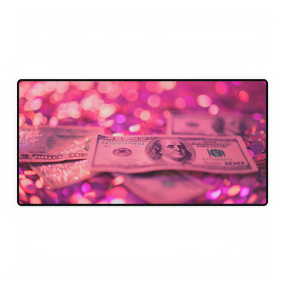 Pink Money hundred dollar bills glitter girl High Definition Desk Mat Mousepad