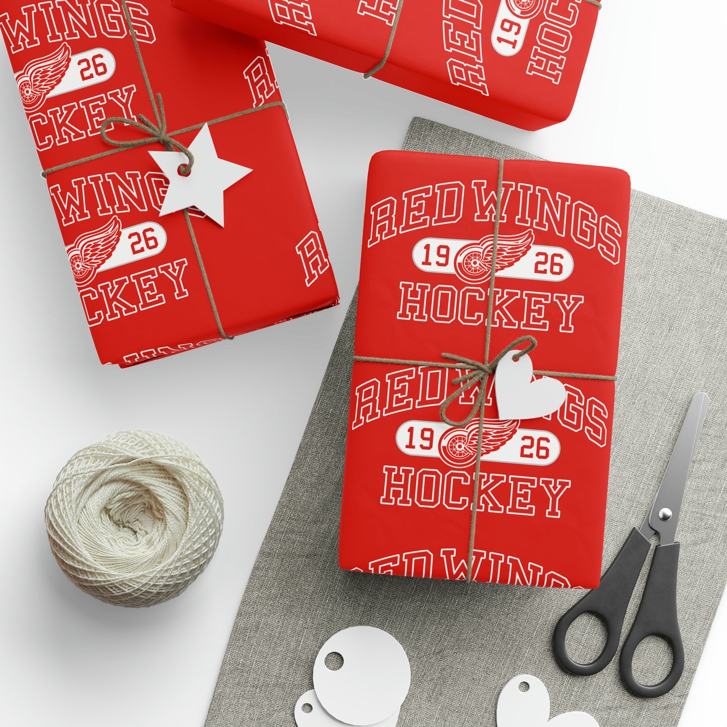 Detroit Red Wings Hockey Birthday Gift Wrapping Paper football Holiday