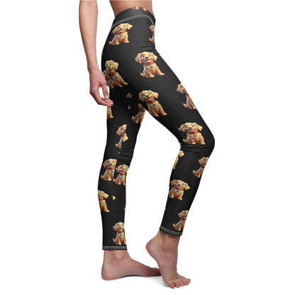 Labrador Retriever Puppy Cartoon Cute Comfort Fit Women's Casual Leggings