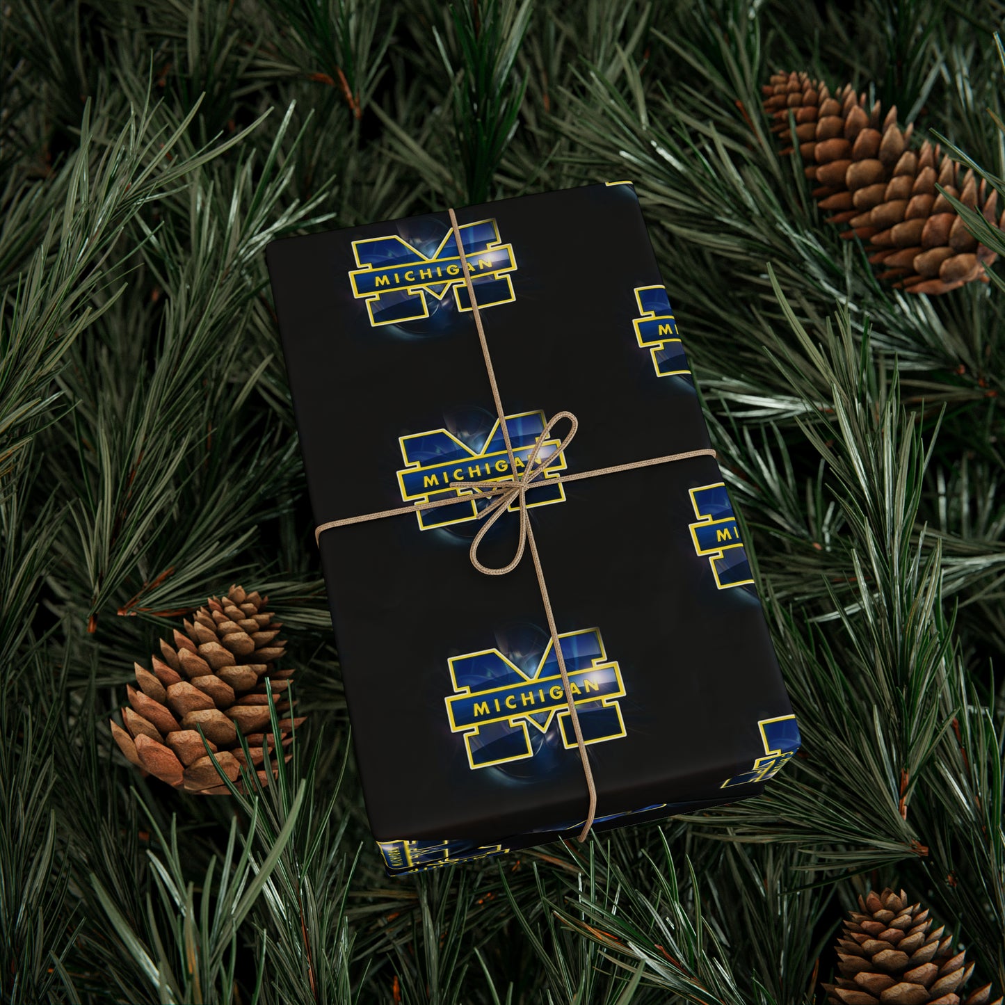 Michigan Wolverines Birthday Gift Wrapping Paper football Basketball Holiday