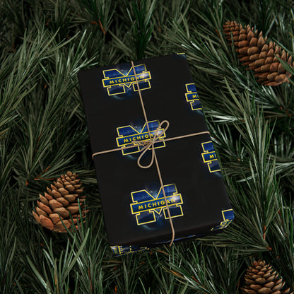 Michigan Wolverines Birthday Gift Wrapping Paper football Basketball Holiday