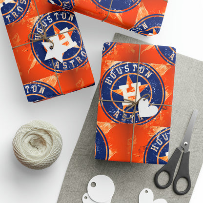 Houston Astros Baseball MLB Birthday Gift Wrapping Paper Holiday