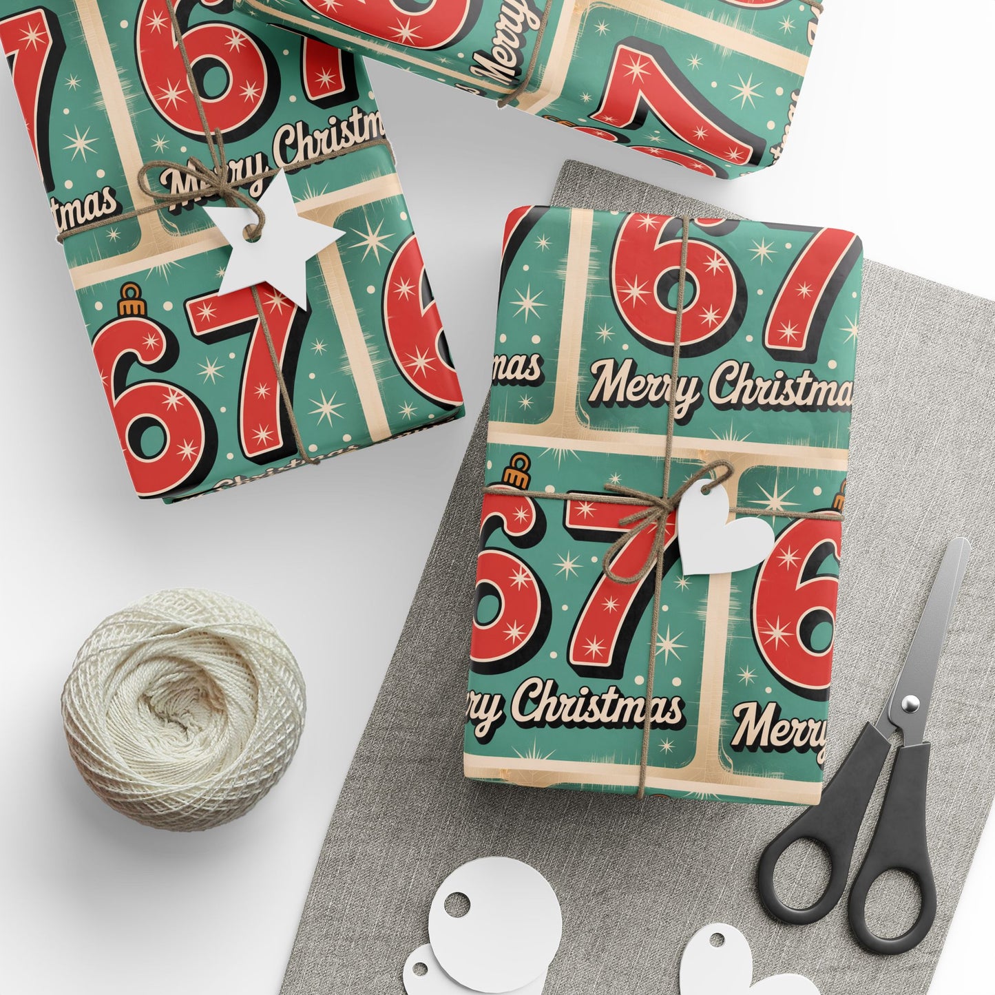 67 Merry Christmas Vintage look meme Wrapping Papers - Santa Cartoon Funny Gift Wrap, Holiday Present, Six Seven