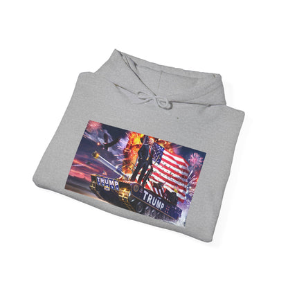 Trump on a Tank Unisex Heavy Blend™ Hooded Sweatshirt