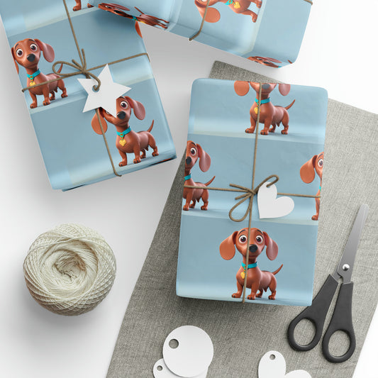 Cute Cartoon Dachshund Weiner Dog Birthday Gift Present Holiday Wrapping Paper