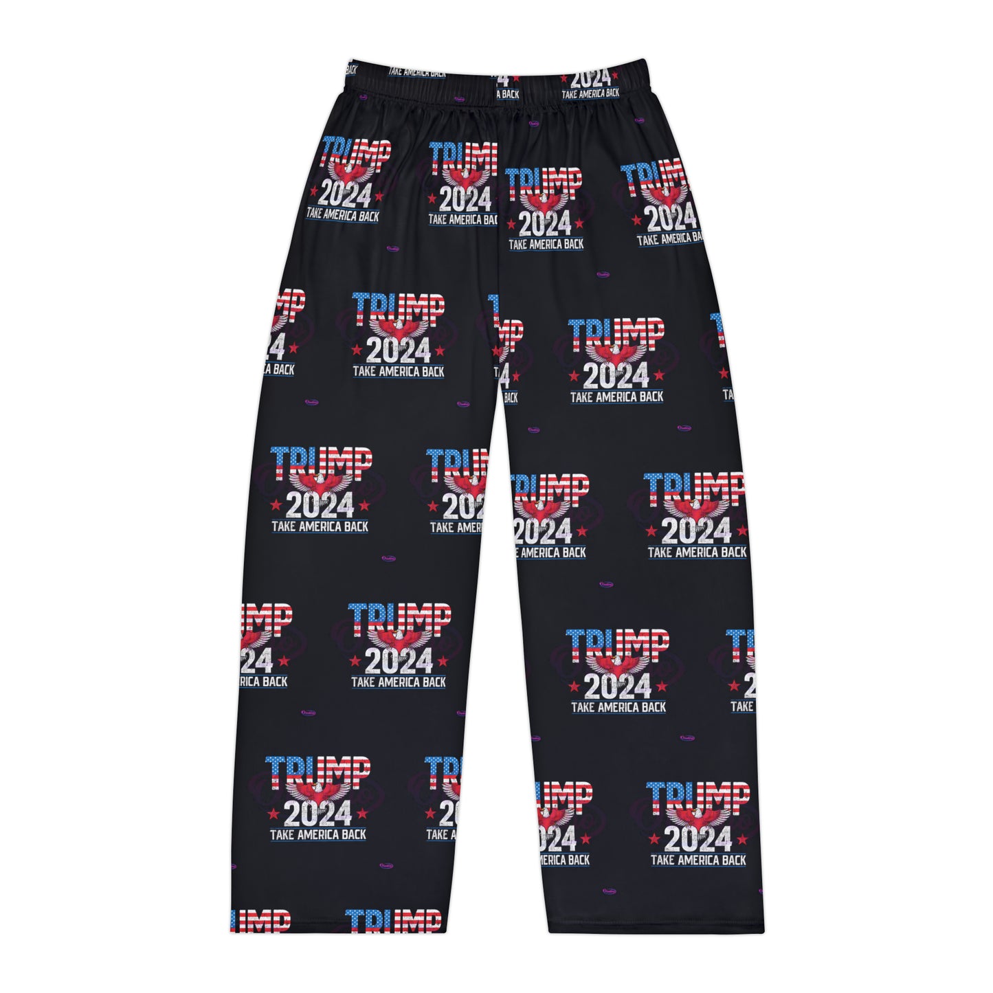 Bequeme Lounge-Pyjamahose aus Polyester für Herren „Trump 2024 Take America Back“.