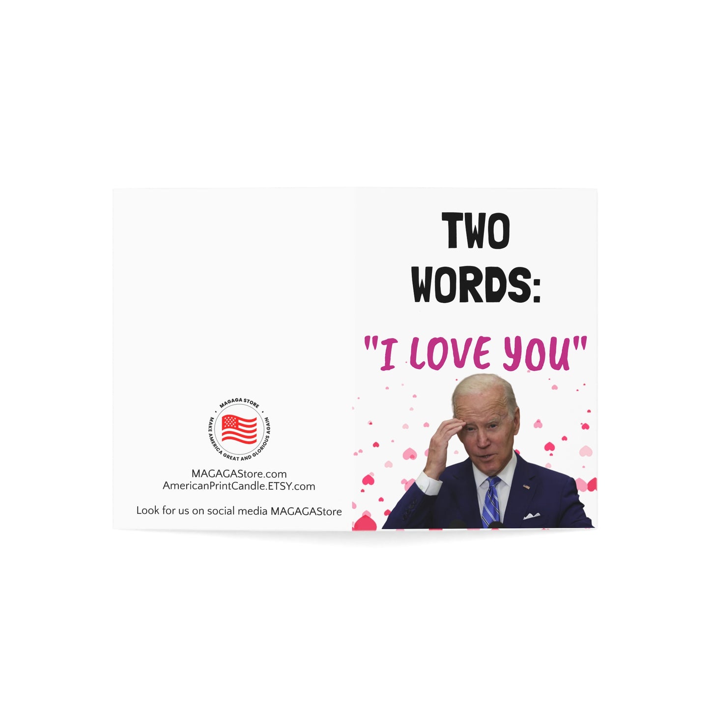 Two Words I Love you Funny Biden Valentine's Day Card