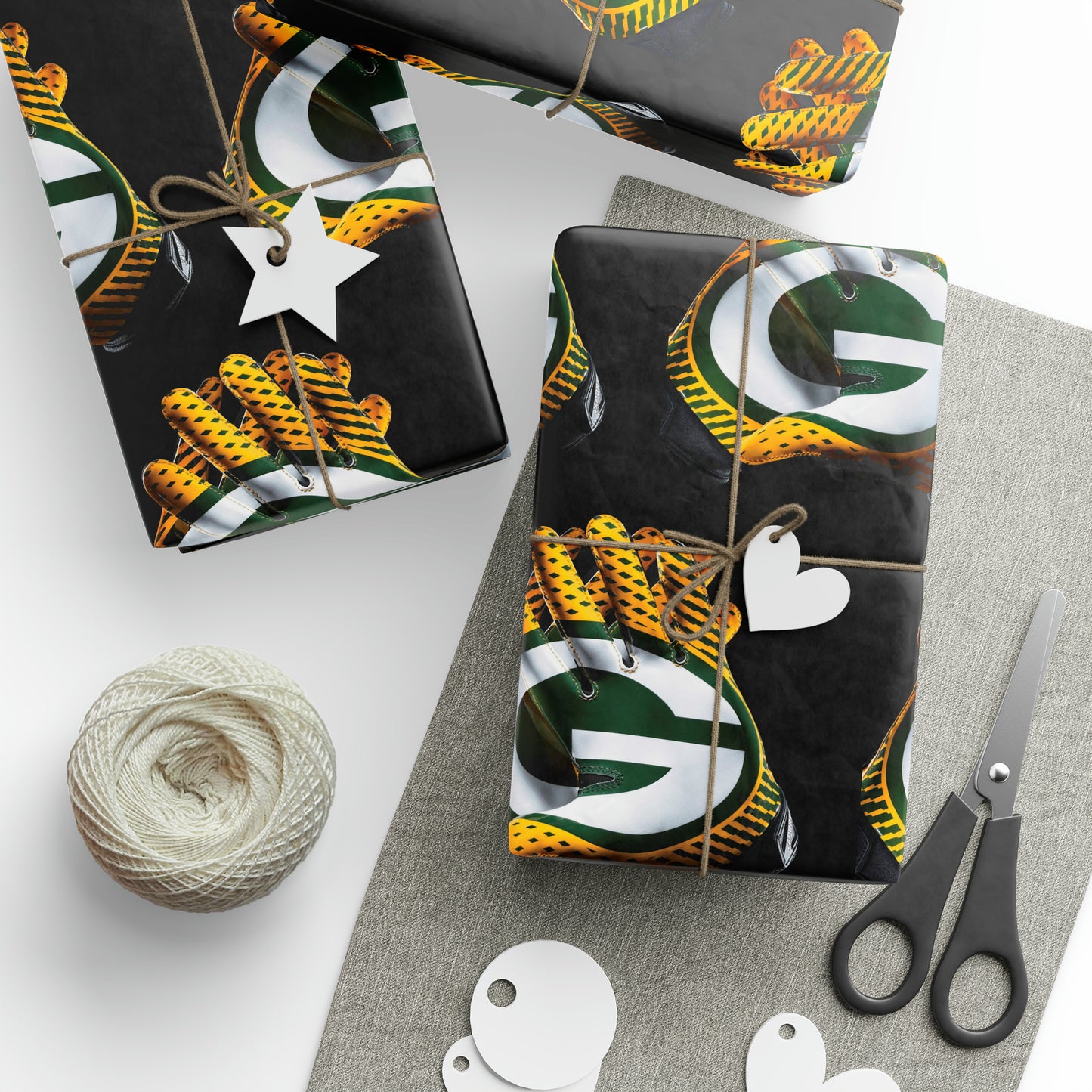 Green Bay Packers Gloves Birthday Gift Wrapping Paper football Holiday