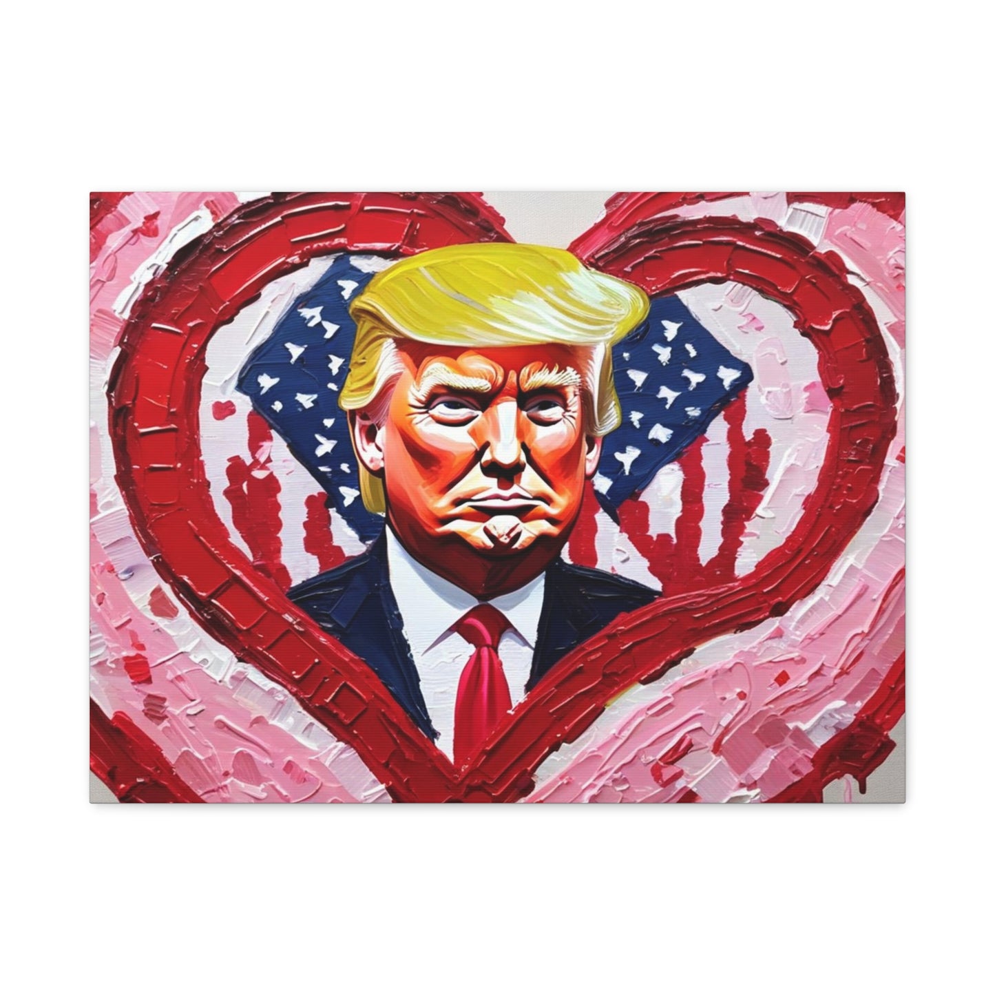 Donald Trump in the Hearts Reprint *Painting by Bella K. Canvas Gallery Wrap MAGA Valentine's Day Gift