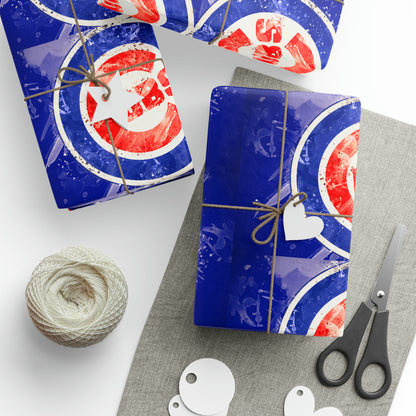 Chicago Cubs Ice look Blue Baseball MLB Birthday Gift Wrapping Paper Holiday