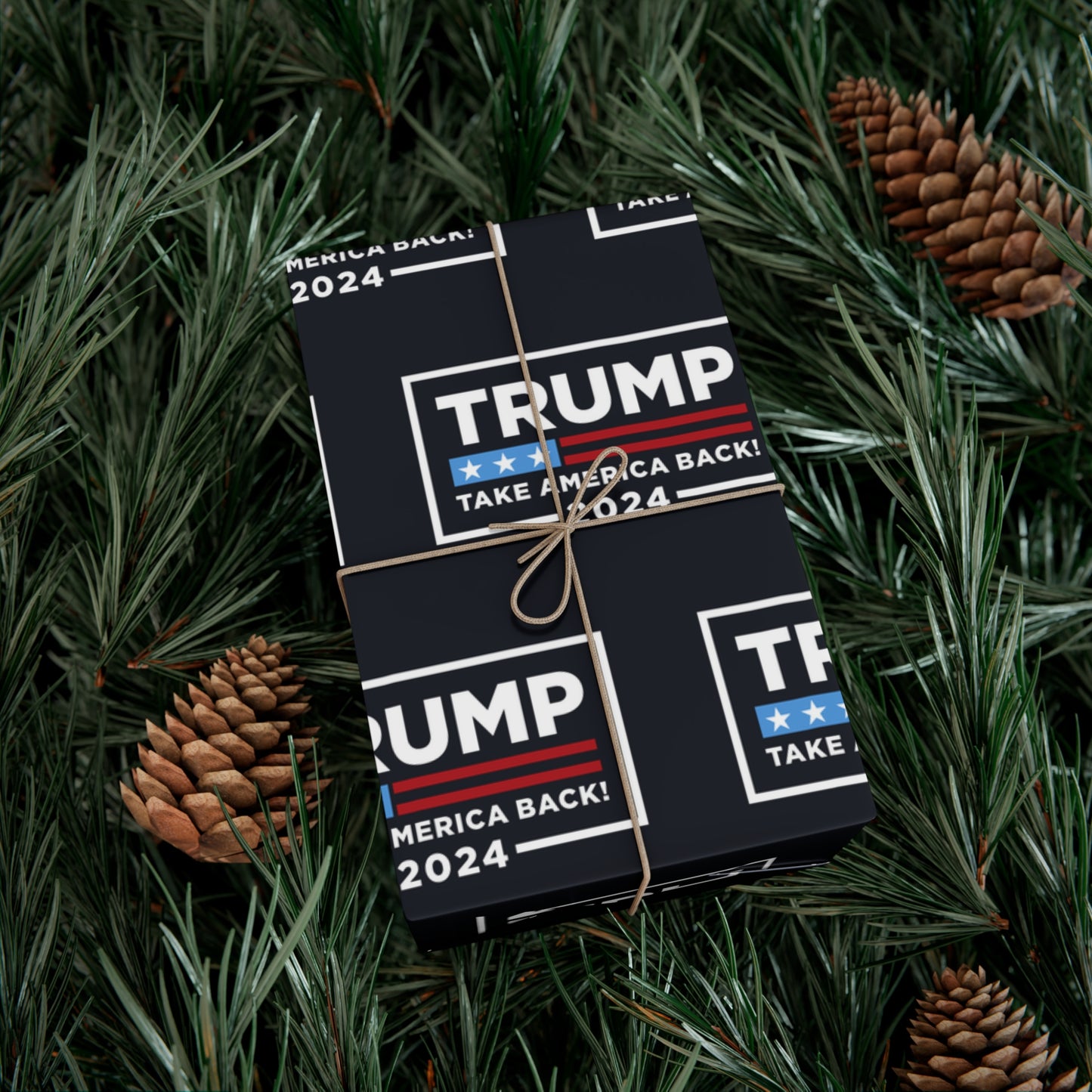 HD-Print Take America Back Trump Black Logo MAGA Holiday 2024 Gift Present Wrapping Papers