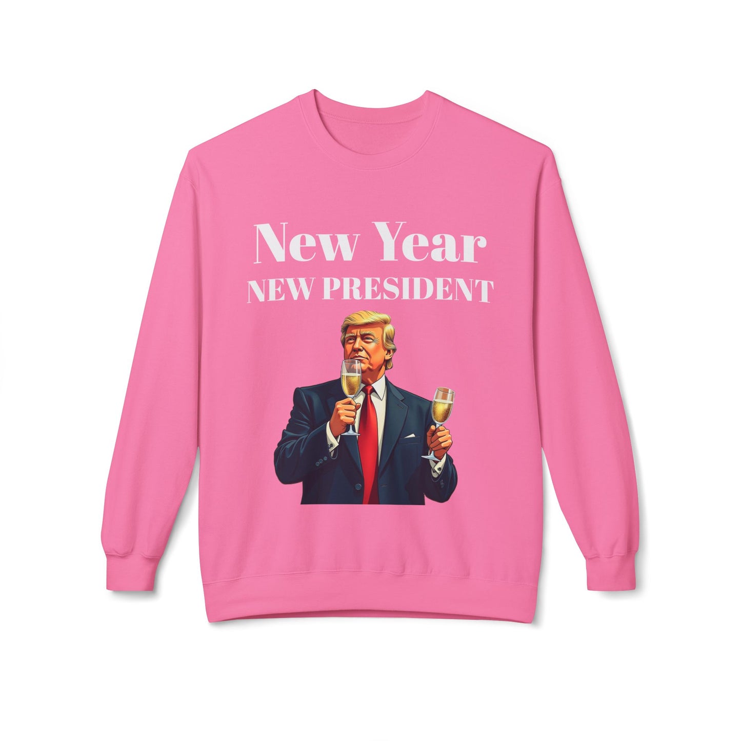 New Year New President Trump 2024 Unisex Midweight Cotton Blend Soft style Fleece Crewneck Sweatshirt