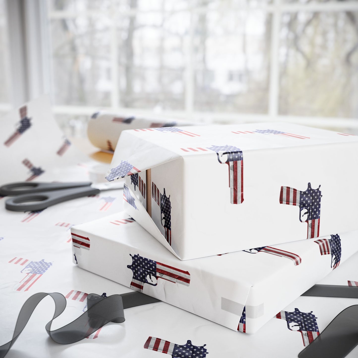 American Flag Gun 2A Weihnachts-Geschenkpapier