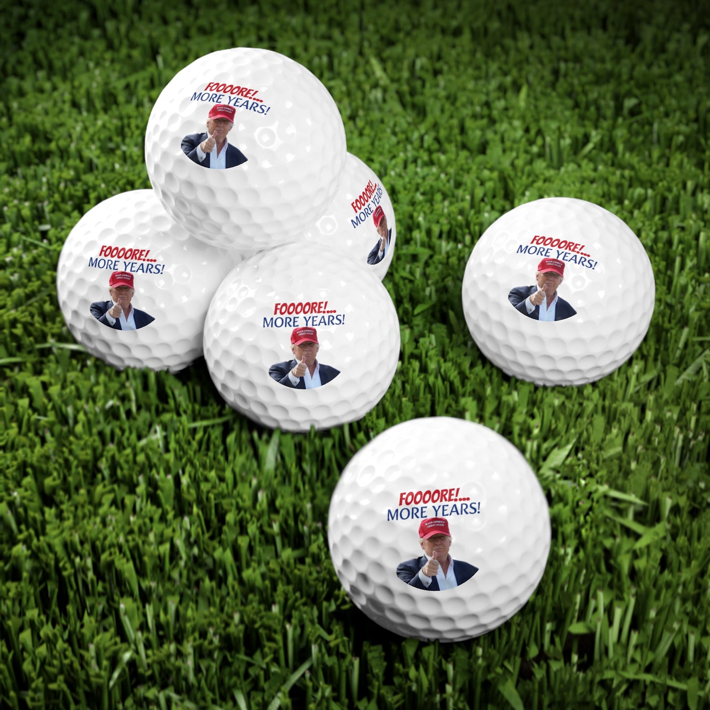 FORE more years Trump 2024 Four High Quality Golf Balls, 6pcs