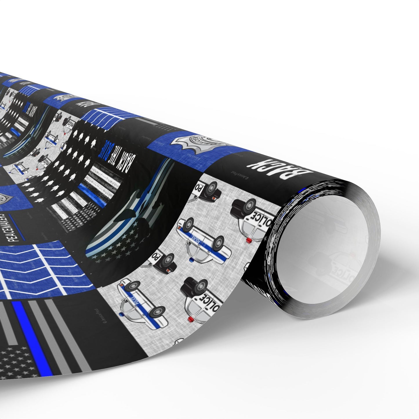 Back the Blue Police Badge Line Pattern Flag Geburtstagsgeschenkpapier