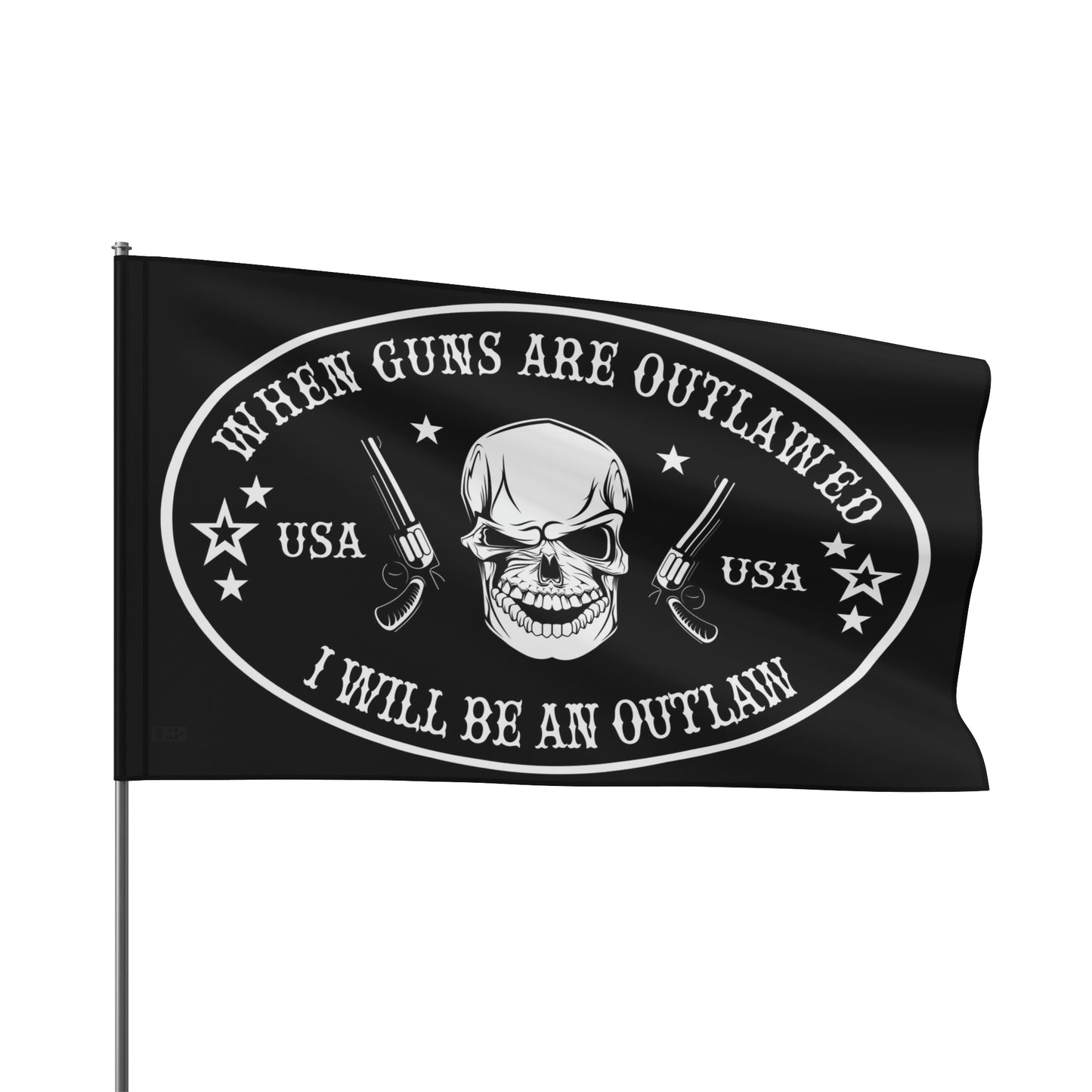 Wenn Waffen verboten sind, werde ich ein Outlaw sein. 2A-Flagge mit hochauflösendem Druck für den Innen- und Außenbereich