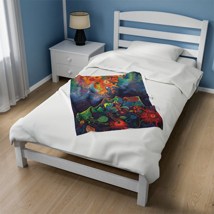 Trippy Girl Psychedelic Mushroom Warm Velveteen Plush Blanket