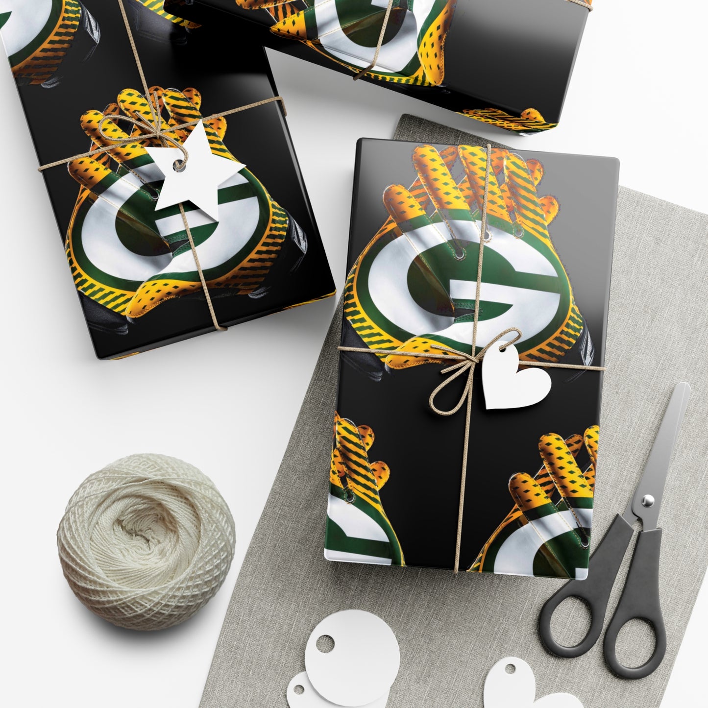 Green Bay Packers Gloves Birthday Gift Wrapping Paper football Holiday