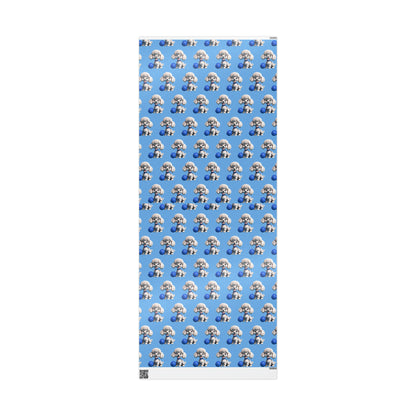 Poodle with ball Puppy Blue Birthday Gift Present Holiday Wrapping Paper