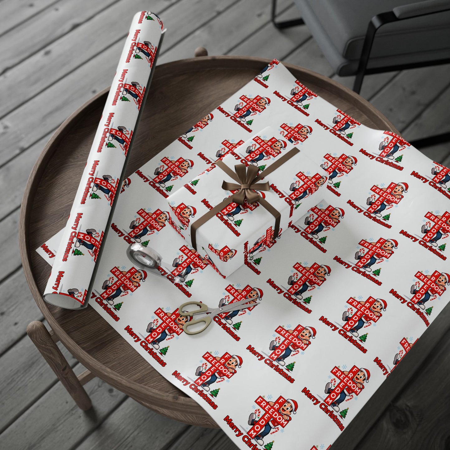 Freedom Cross Cartoon Charlie Kirk Merry Christmas Wrapping Papers