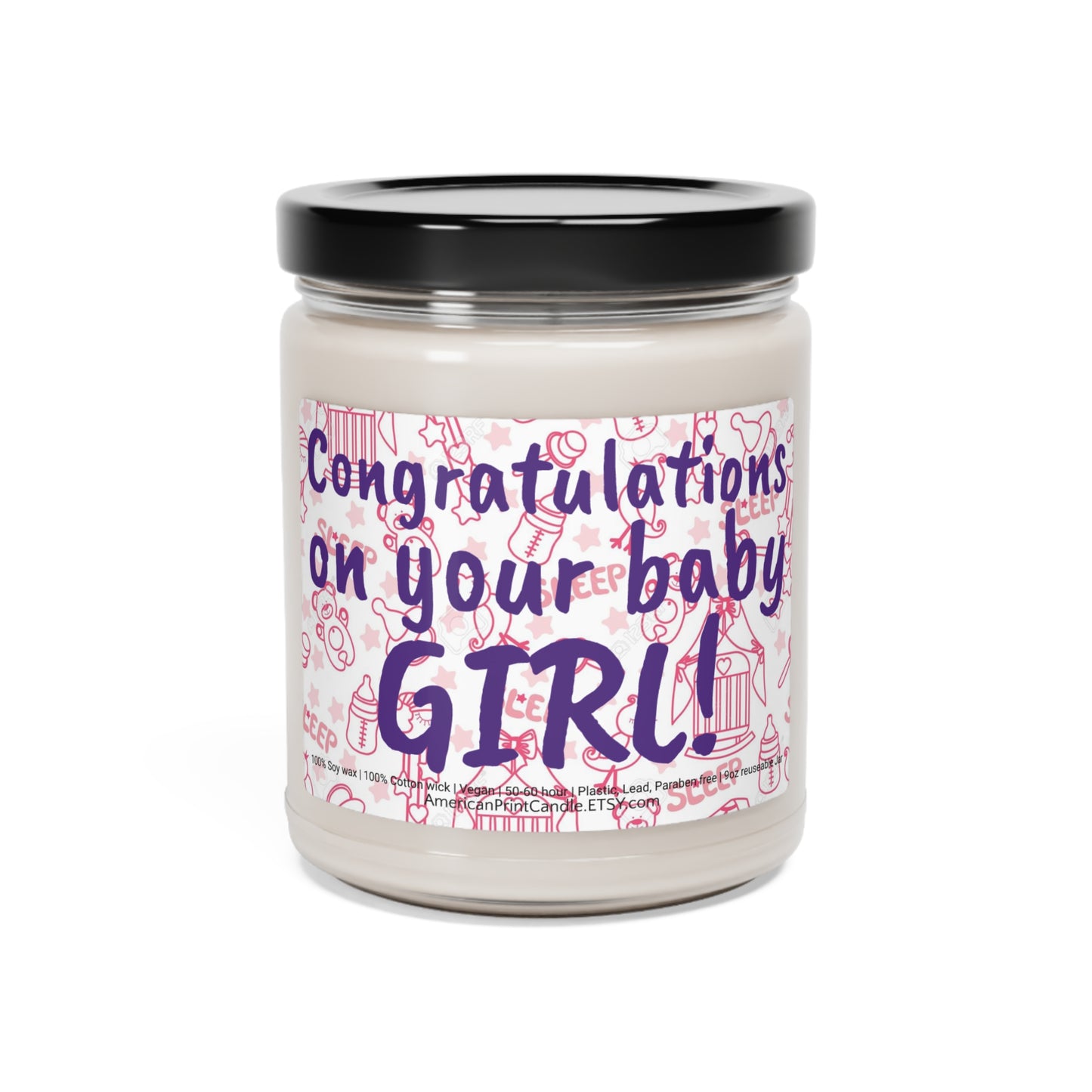 Congratulations on your baby Girl Scented Soy Jar Candle, 9oz