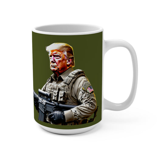 Make America Safe Again Soldier Trump Jumbo Ceramic Coffee Mug 15oz