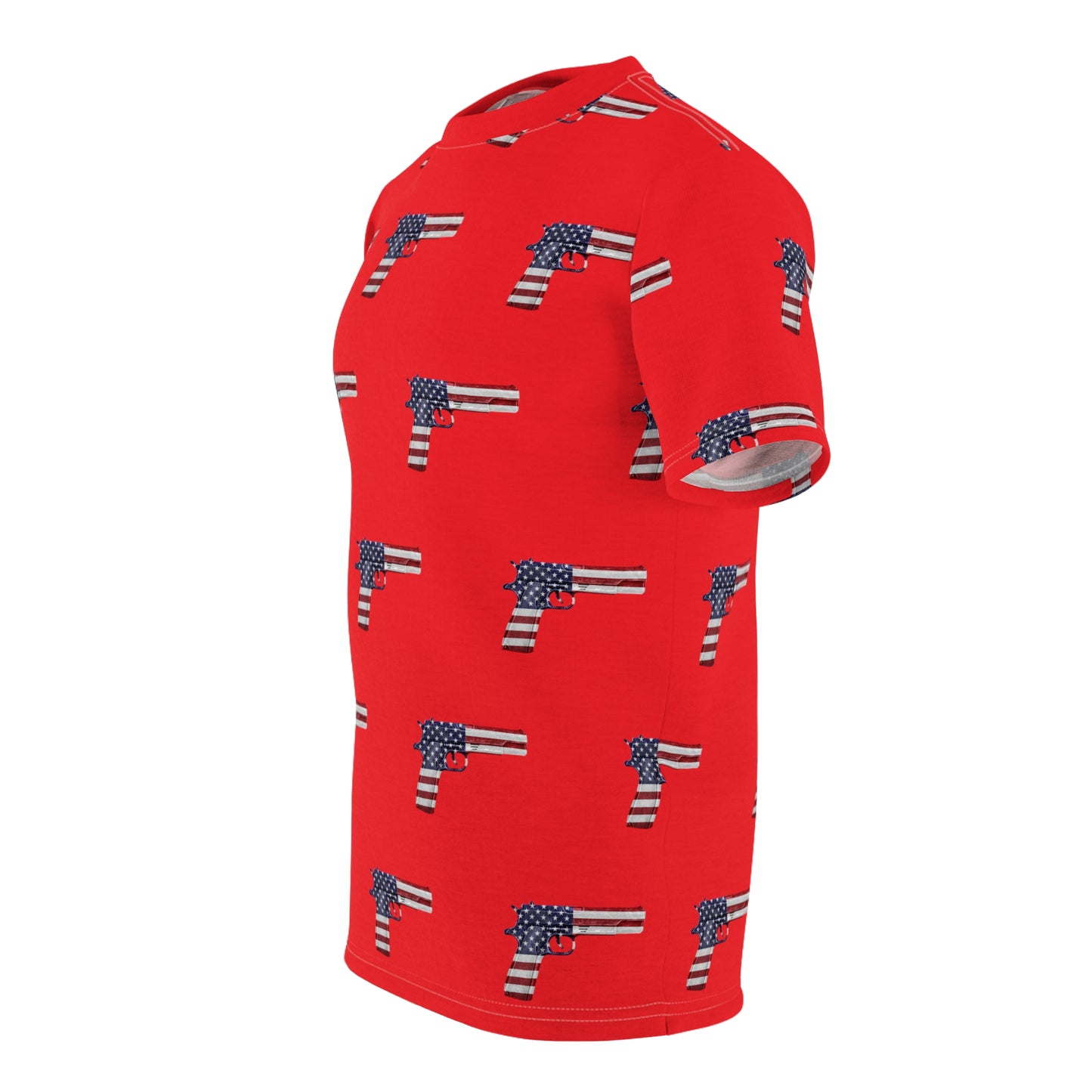 Amerikanische Flagge Rot Weiß und Blau Rot Pistole 2A Unisex Athletic Cut &amp; Sew Soft T-Shirt