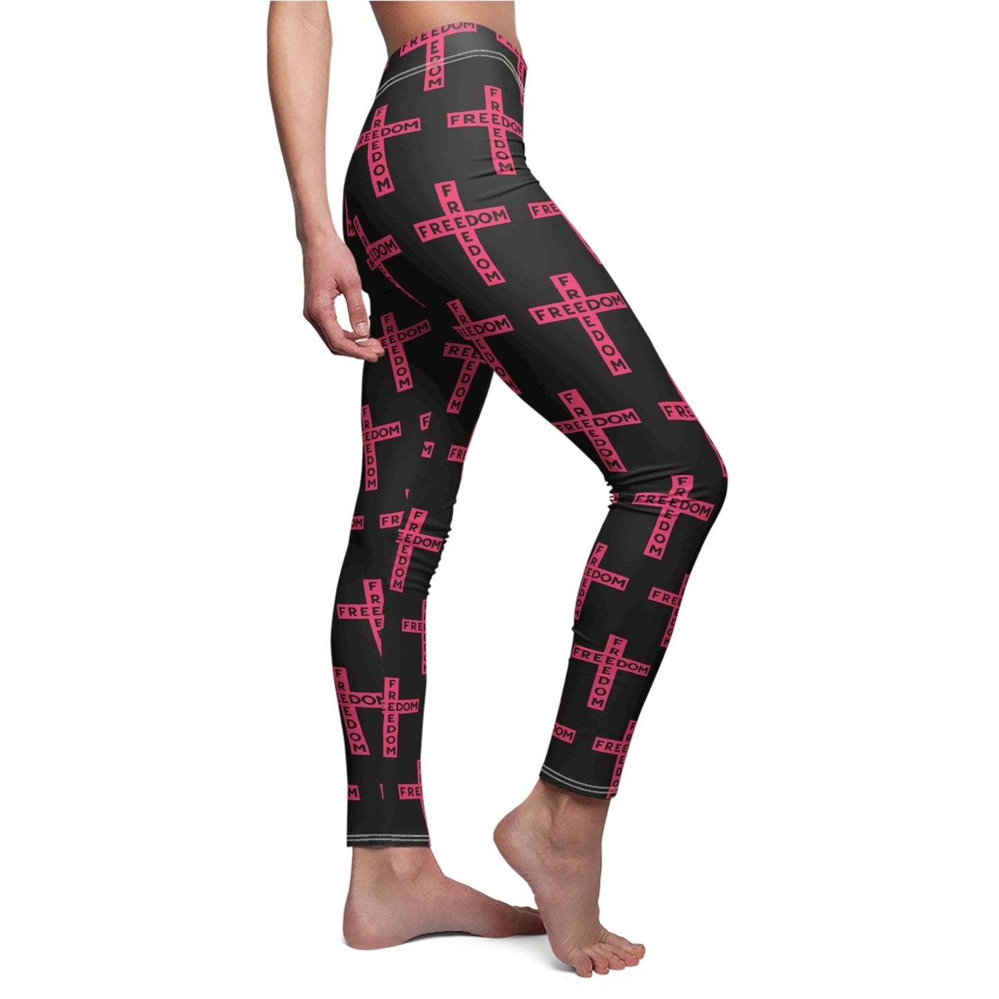 Freedom Cross Charlie Kirk Women's Cut & Sew Casual Leggings