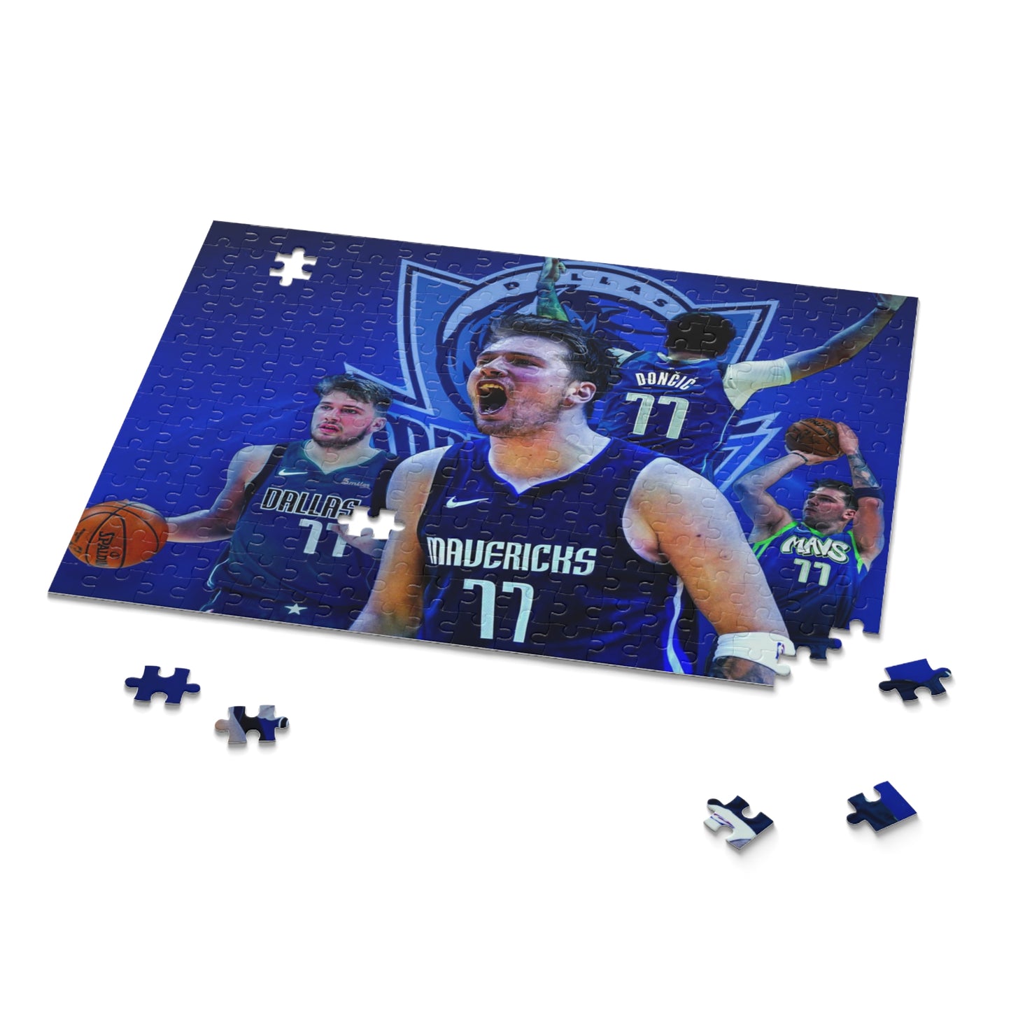 Luka Doncic Dallas Mavs – Hartholz-Puzzle „Basketball“ mit 252 oder 500 Teilen