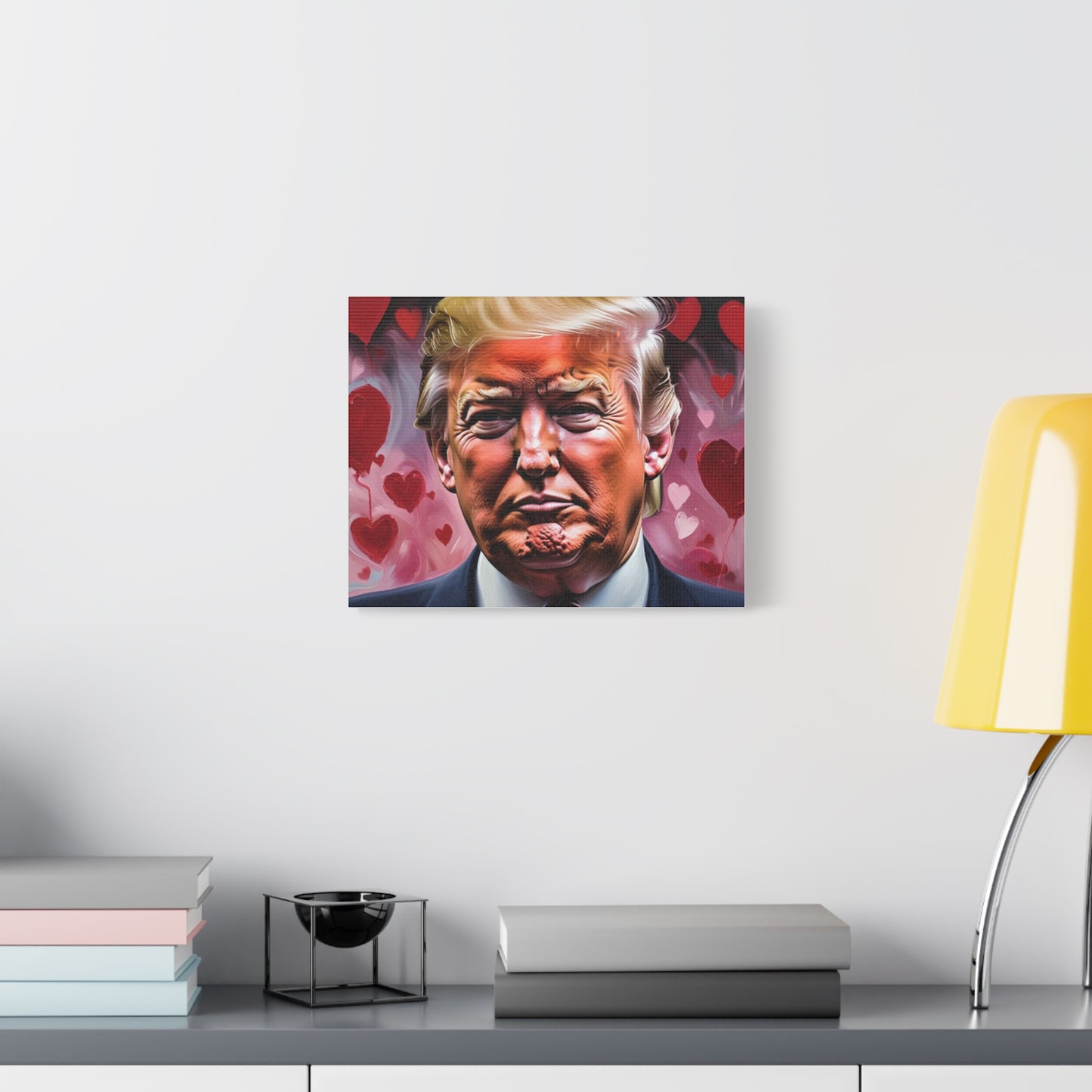 Nachdruck von Donald Trump mit Herzen *Gemälde von Bella K. Matte Leinwand, gespannt, 1,25"