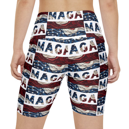 MAGA Trump American Flag Summer Rally BBQ Party Women's Workout Bike Comfy Shorts