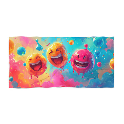 Tie-dye Multicolored Laughing Face Emoji Jumbo Soft Beach Towel