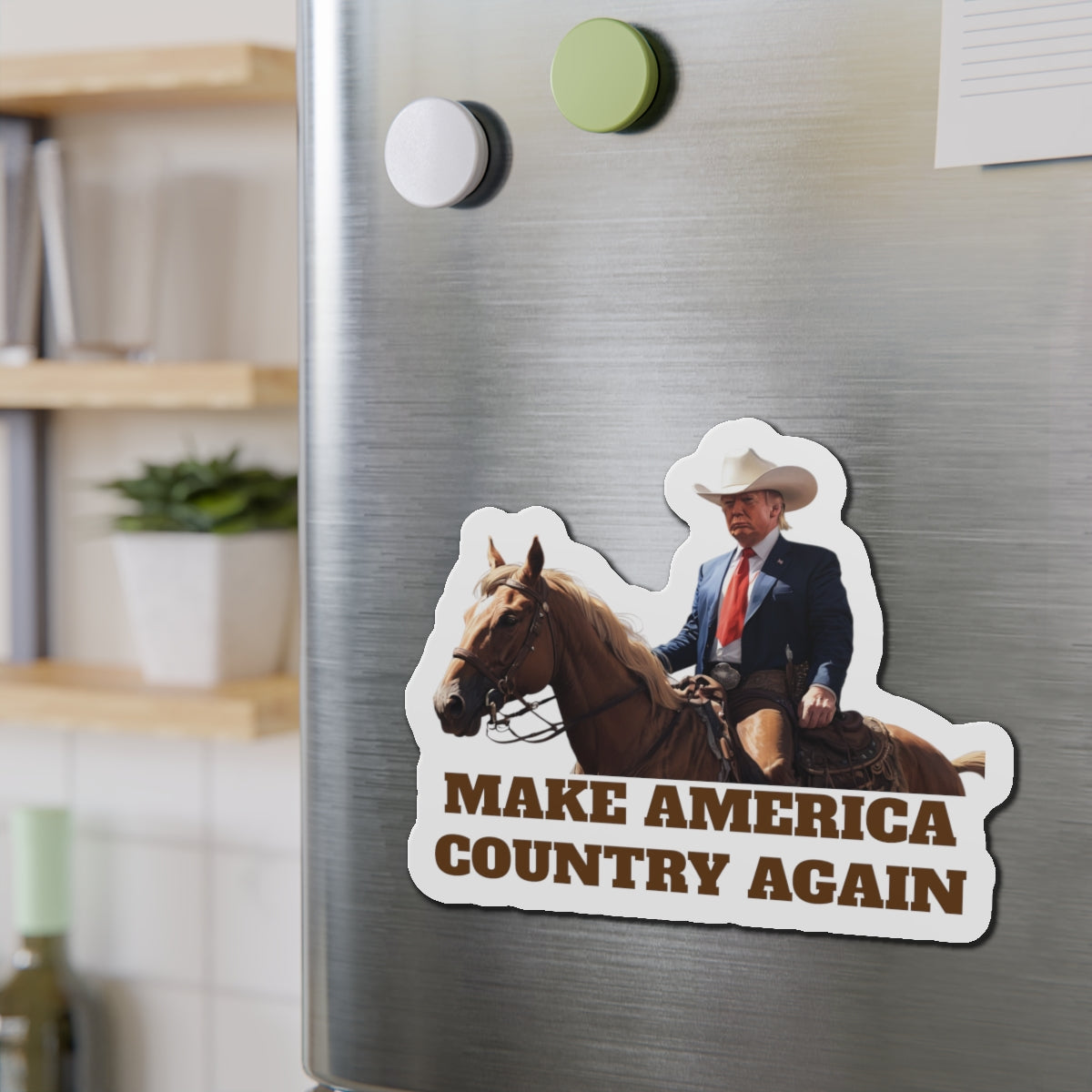 Make America Country Again Cowboy Trump Die-Cut Magnet