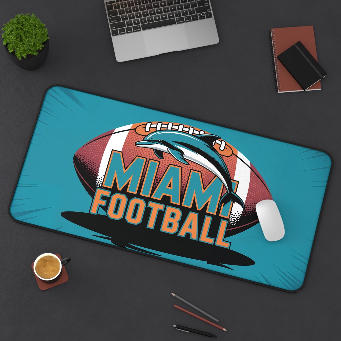 Miami Football High Definition Print Non Slip Desk Mat Office Home Mouse Pad Sports Fan Gift Ultra Smooth Surface Rubber Backing