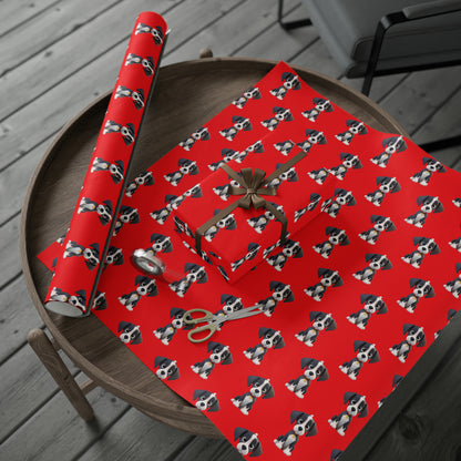 Great Dane Cute Puppy Red Birthday Gift Present Holiday Wrapping Paper