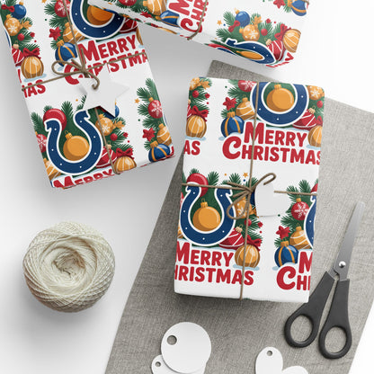 Colts Football Merry Christmas Sports Gift Wrap, Holiday Present Wrap, Christmas Gift Wrap, Gift Packaging