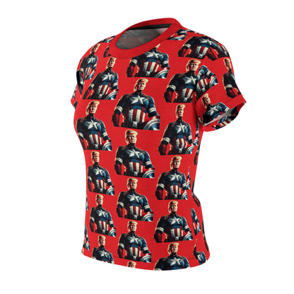 Captain Trump America Red Cut &amp; Sew T-Shirt für Damen MAGA