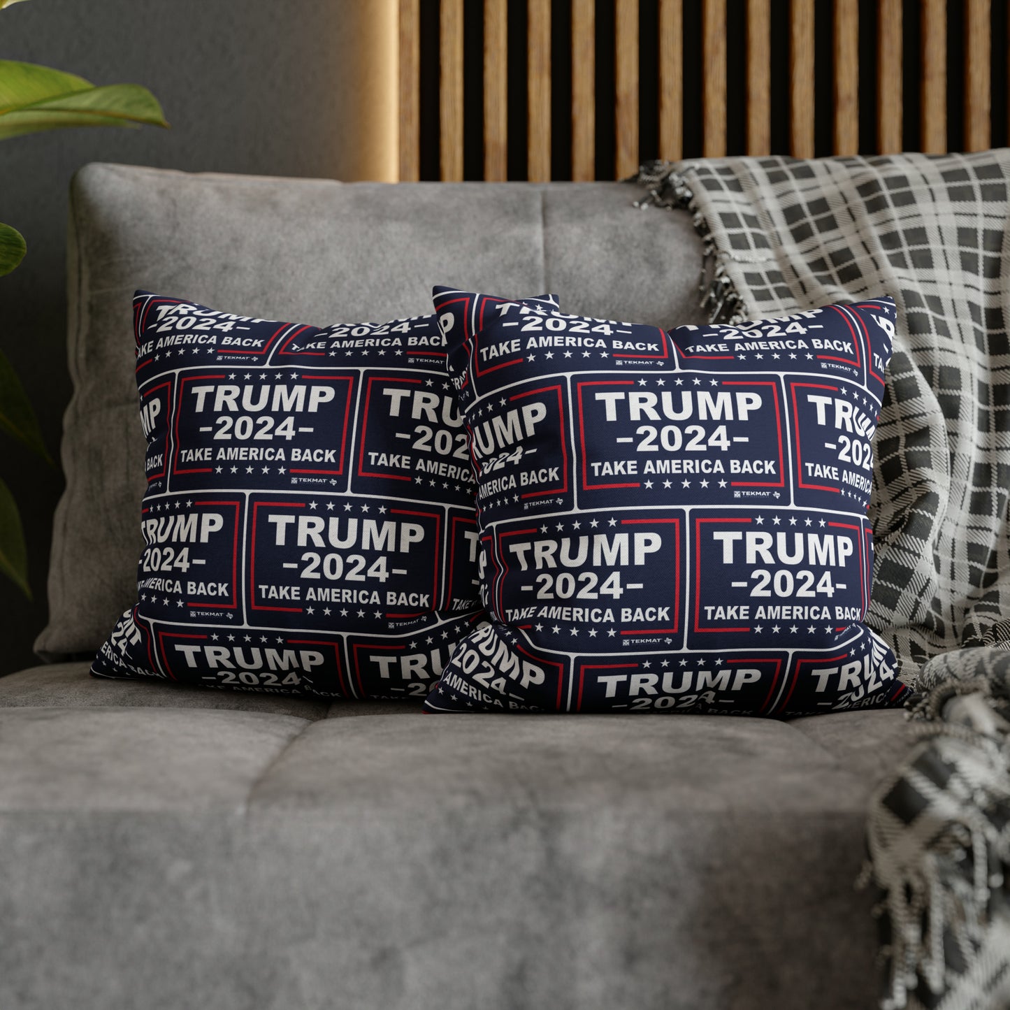 Trump 2024 Take America Back Blue Throw Pillow Case