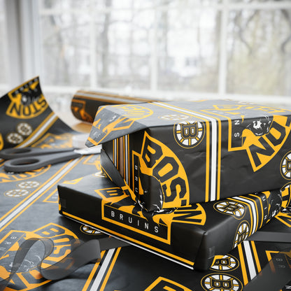 Boston Bruins NHL Hockey Birthday Gift Wrapping Papers Holiday Sports